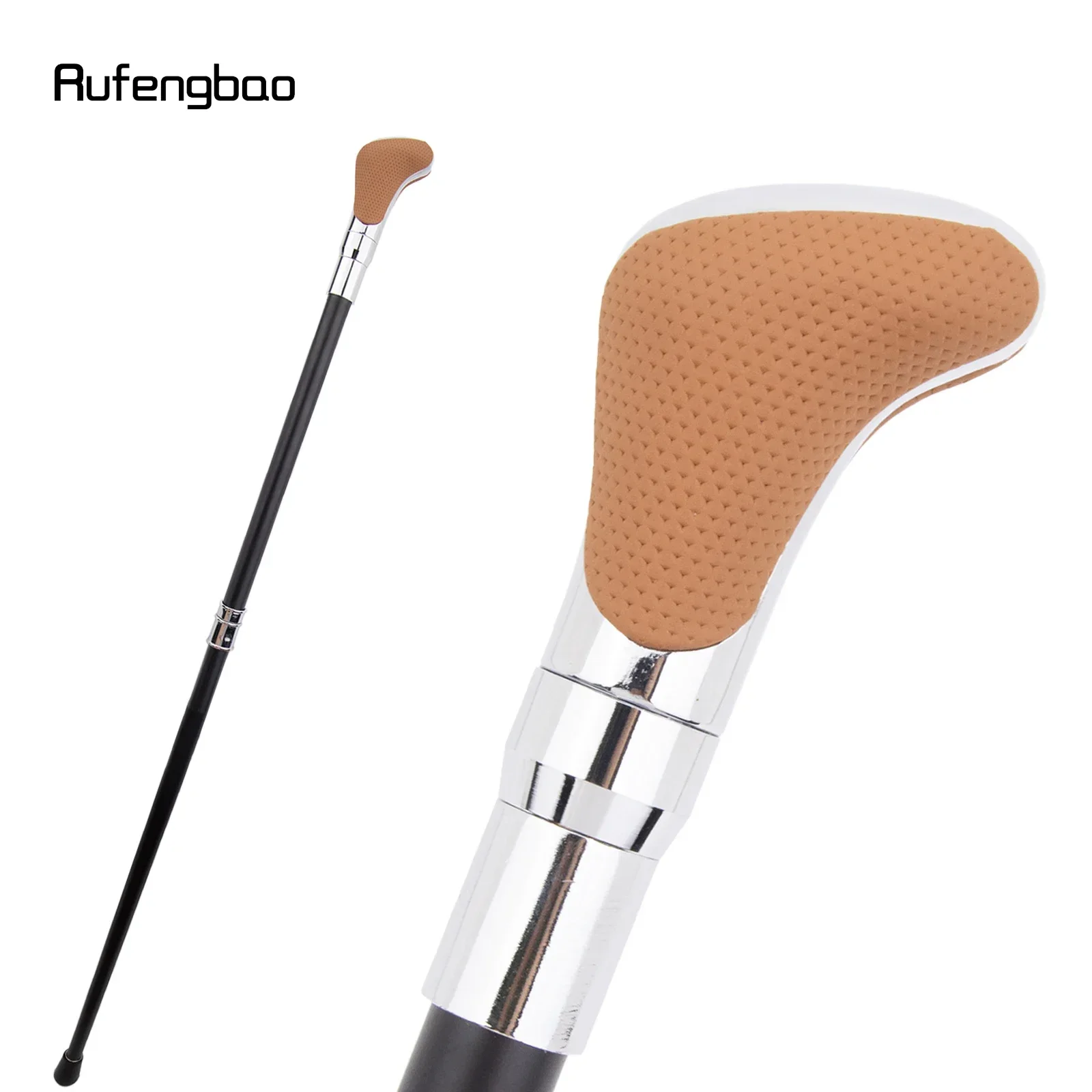 عصا المشي الفضية المصنوعة من الجلد باللون البرتقالي عصا المشي المزخرفة أنيقة للرجال مقاس 94 سم