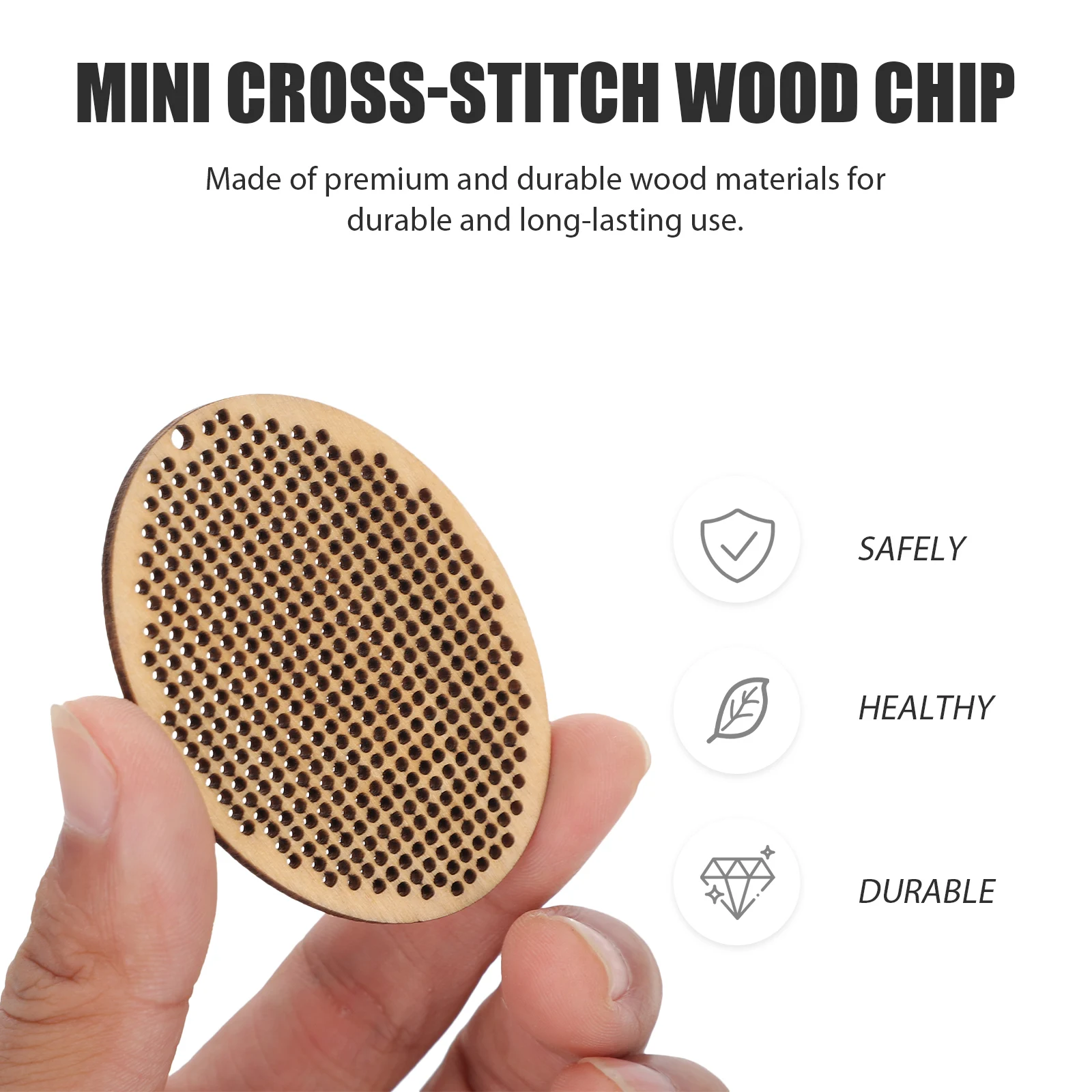 

5pcs Mini Cross Stitch Wooden Chips Diy Gift Pendant Portable Durable Light Compact Creative Hollow Design Decorative Handmade