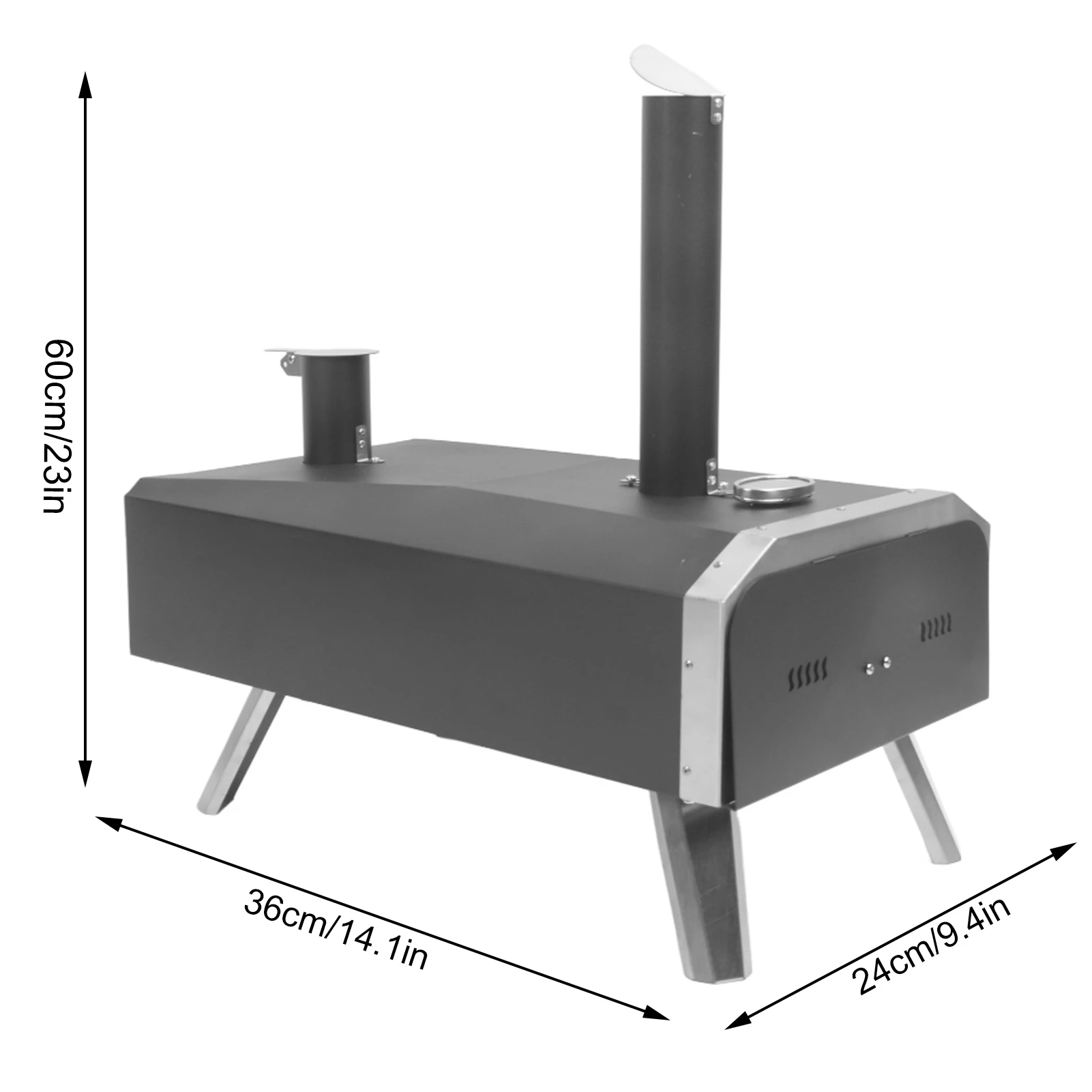 Outdoor Pizza Oven Wood Fired Maker Outside Stove 12in Portable Stainless Steel for Backyard