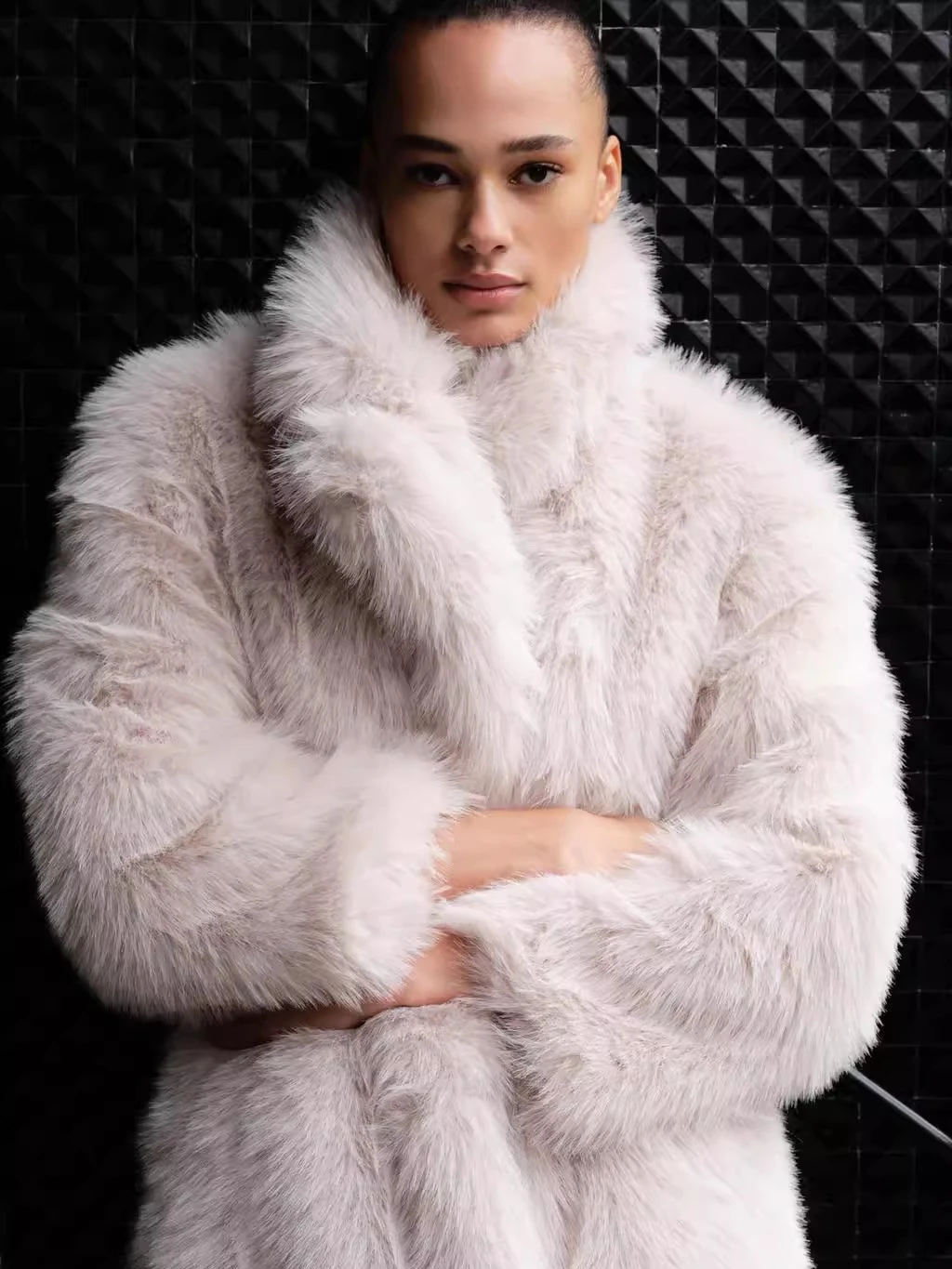 Otoño Invierno nueva llegada abrigo con efecto de piel sintética para mujer Jaet corte holgado largo Sve abotonada Color puro prendas de vestir exteriores para ir al trabajo