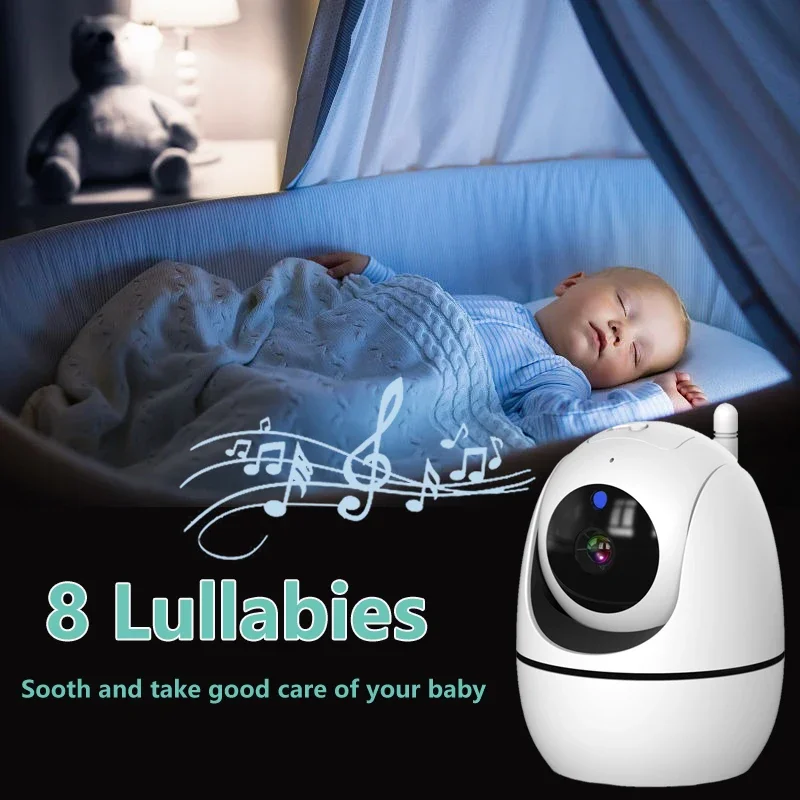 Video Baby Monitor 5 Inch 720P Larger Display With Camera 355° Pan 120° Tilt 2 Way Audio Lullaby Night Vision Babysitter Camera