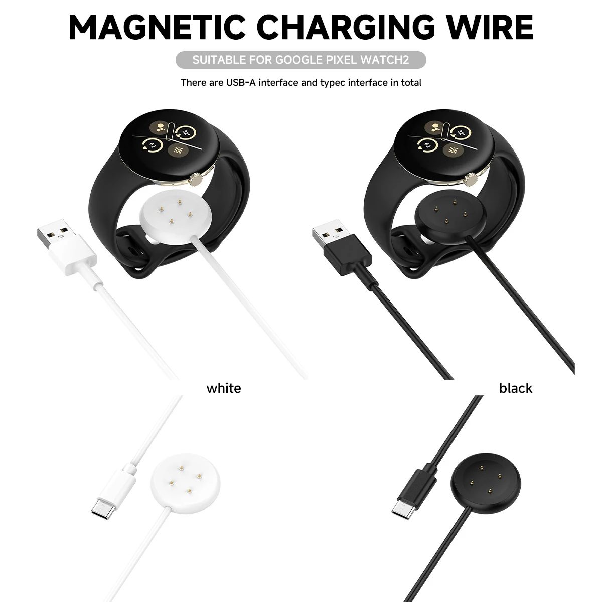 Smartwatch Dock Charger Adapter USB Charging Cable Power Charge For Google Pixel Watch 3/2 45mm 41mm Smart Watch3 Accessories