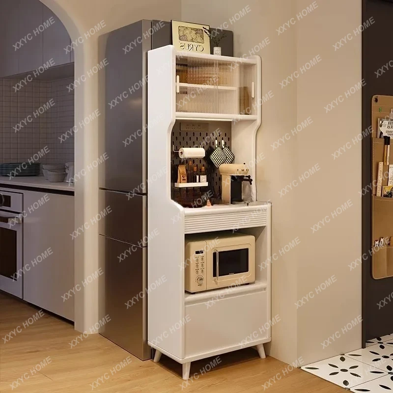 A wood dining side coffee cabinet small apartment kitchen integrated wall storage household storage narrow tea cabinet