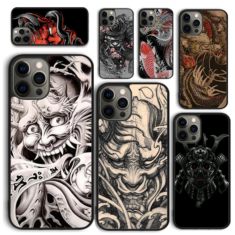 Japanese Hannya Mask Phone Case for iPhone 16 15 14 12 13 mini PLUS X XS XR 11 PRO MAX Back Cover Fundas Shell