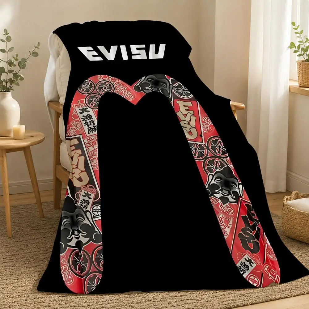 Evisu Fashion Throw 240g flannel blanket, suitable for sofas, beds, offices,  exquisite gift blankets