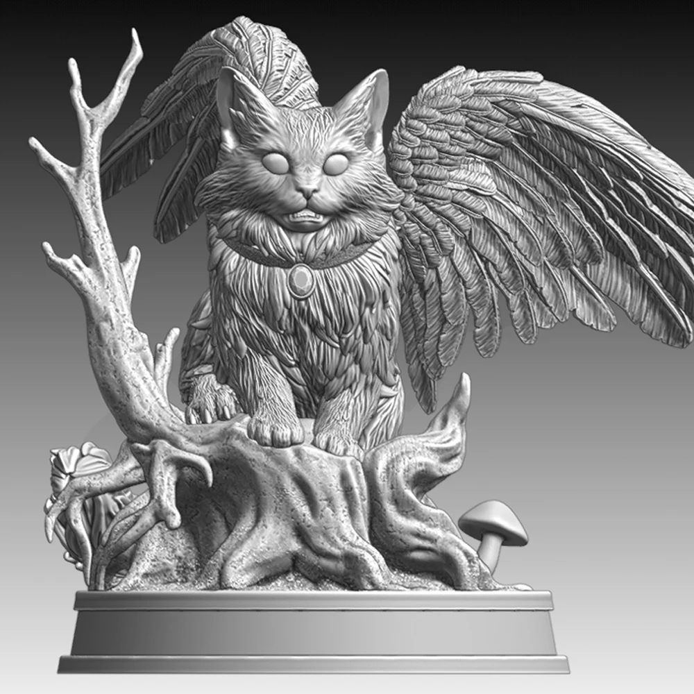 Kit de modelo de figura sin pintar de resina con estampado 3d de búho y gato alado de 60mm, Kits de muñecos Gk en miniatura, juguetes Diy sin montar