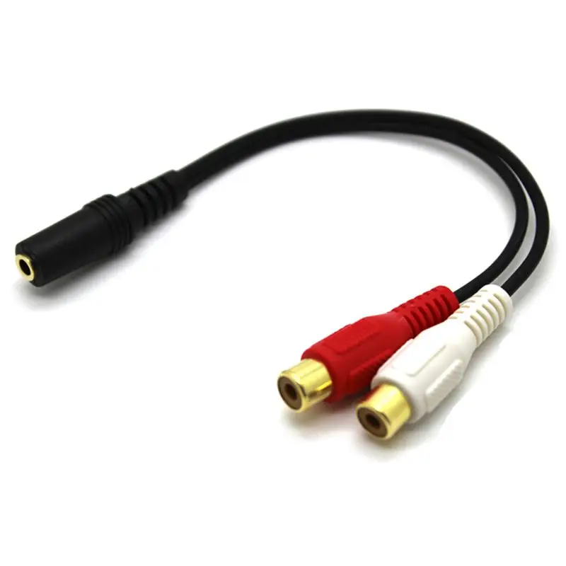 2 RCA Macho para Fêmea 3,5mm Jack Aux Cabo de Áudio Estéreo BH