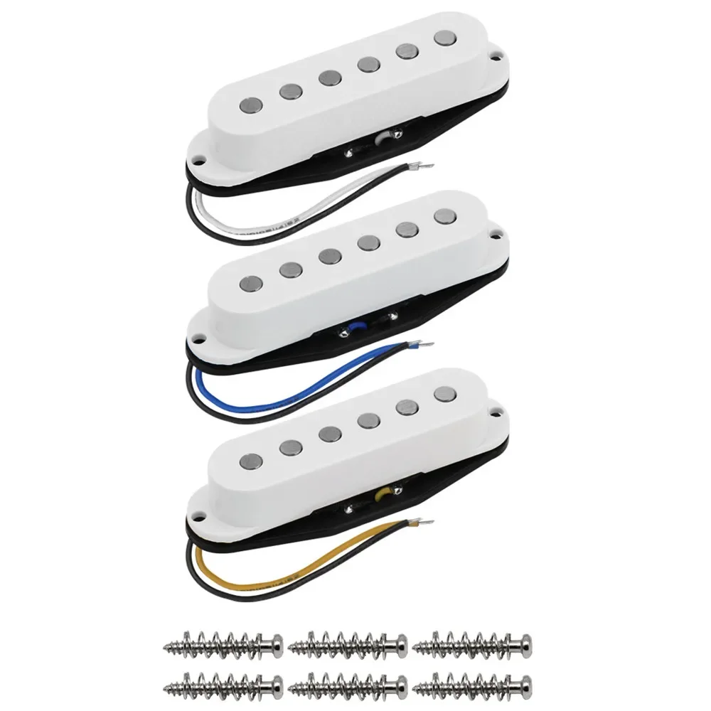 

3PCS Vintage Alnico 5 Single Coil Pickup Electric Guitar Neck+Middle+Bridge Pickups White for SSS Guitar Parts