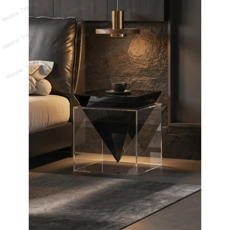 

Bedside table light luxury luxury sense of home bedroom small side table storage rack small bedside storage narrow cabinet