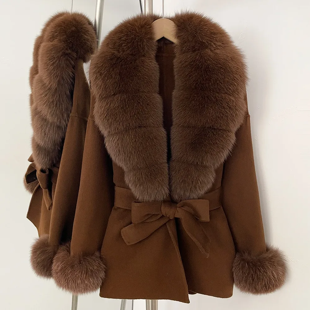 

OFTBUY Шерстяное пальто, зимние пальто для женщин, куртка с натуральным мехом лисы, женское шерстяное пальто, женское меховое пальто, новинка в категории верхней одежды