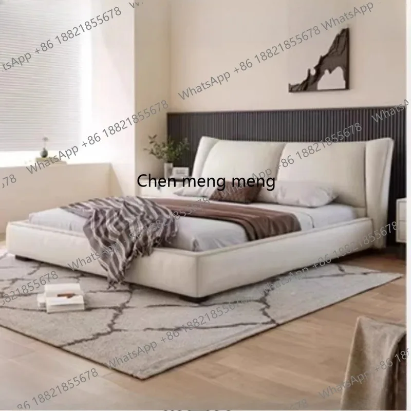 

E136 180x200cm Italian Luxury Leather Bed Master Bedroom Nordic Soft Bag Double Bed King Size Modern Frames Headboard Furniture