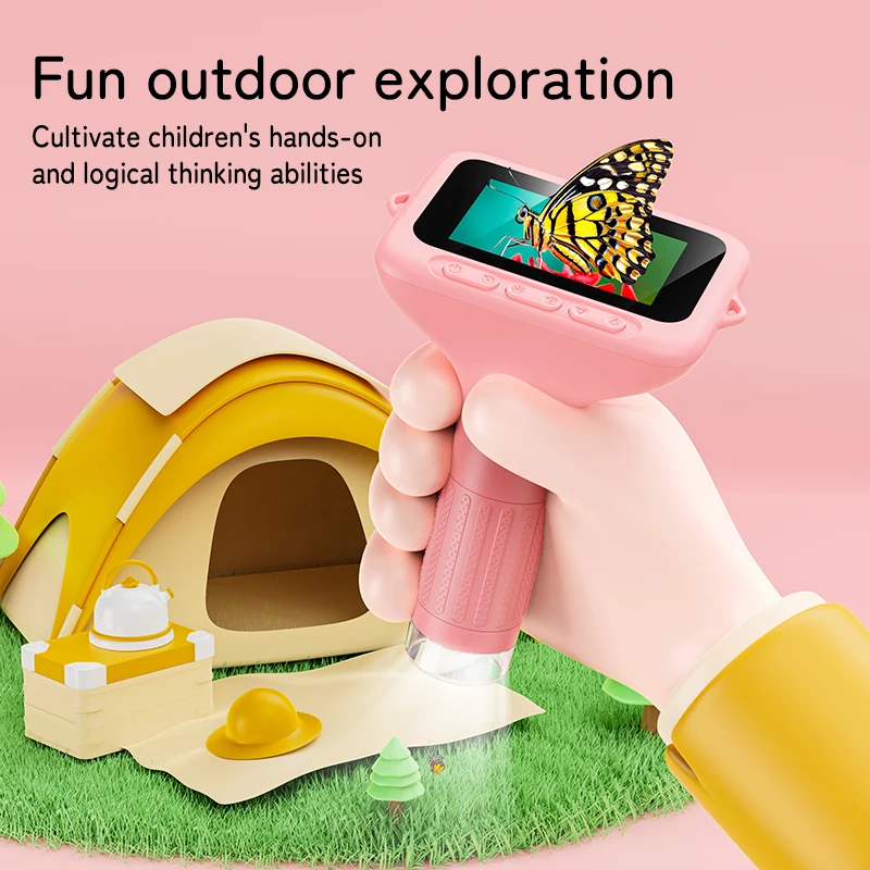 مجهر رقمي للأطفال 3.0 بوصة 1080P كاميرا 2 ميجابكسل مجهر محمول مع 8 أضواء Led لهدايا الأولاد والبنات