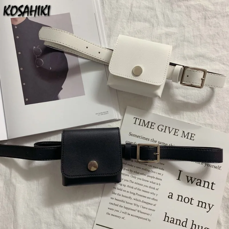 New Ladies Belt Fashion Korean Handbags Vintage All Match Women Chic Trendy Mini Bags Japanese Y2k Aesthetic Solid Waist Packs