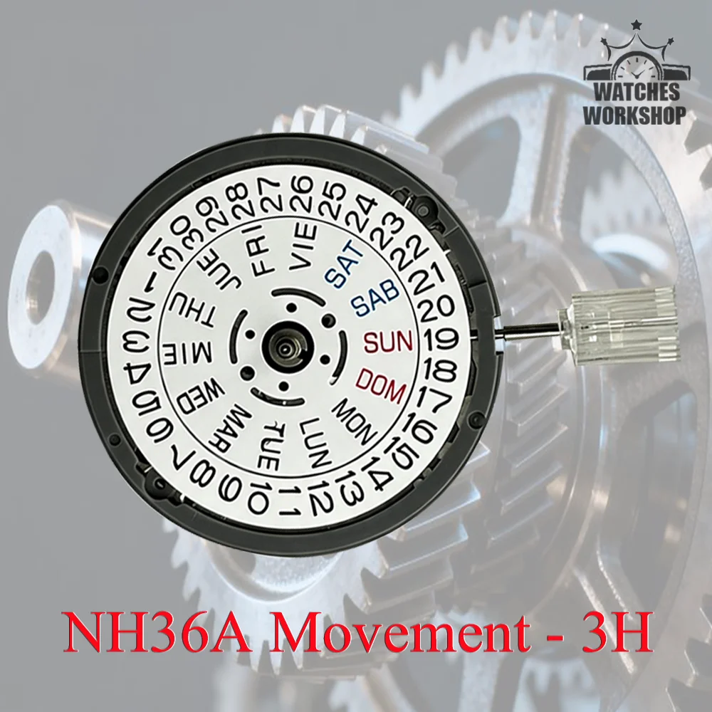 NH36 Automatic Mechanical Movement High Precision 24 Jewels Mod Watch Replacement 3 O'clock Calendar