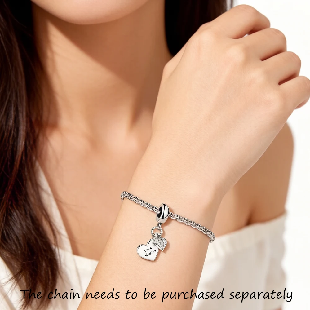 Pendant Dangle Charm Hearts Marked Soul Sisters For Women New 925 Sterling Silver Girlfriends Trendy Gift
