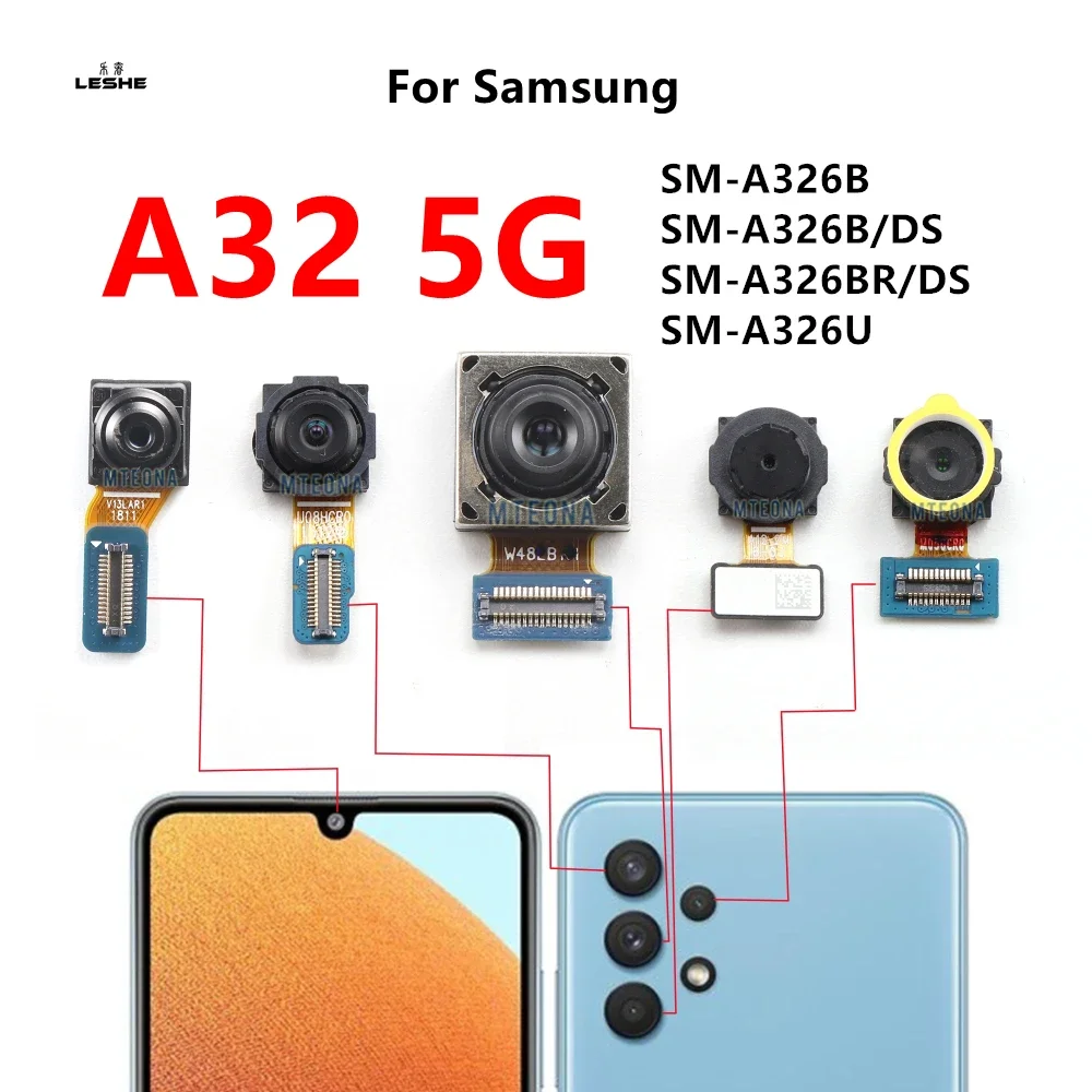 Voor Achter Camera Voor Samsung Galaxy A32 4G 5G A325 A326 Selfie Frontale Achterkant Facing Belangrijkste groothoek Macro Achteruitrijcamera Flex