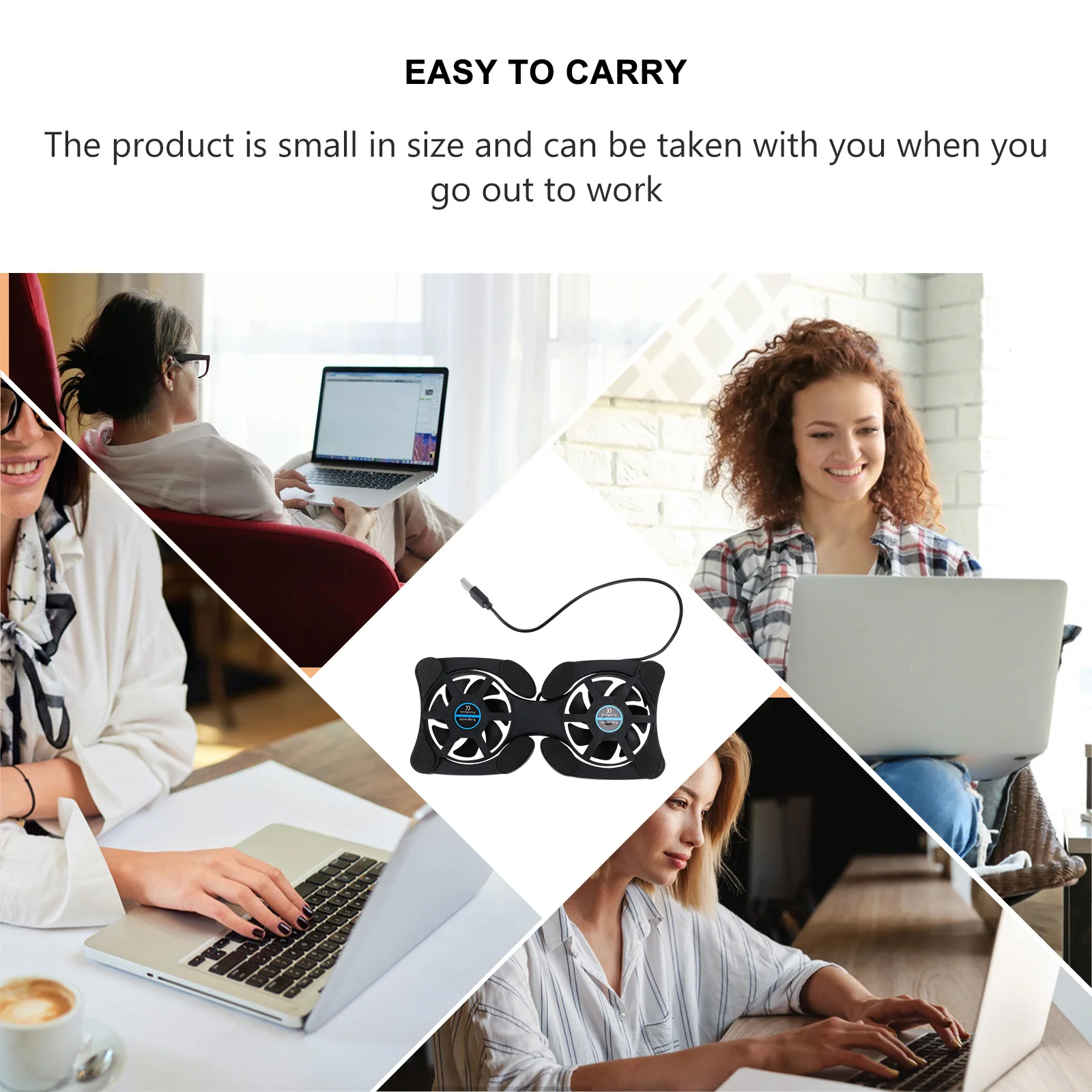 

Foldable Laptop Cooling Pad with Dual 70Mm Fans USB Powered Portable Notebook Cooler for Efficient Heat Reduction Black