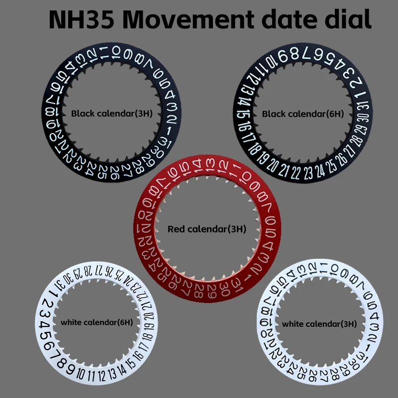 

Calendar dial, 3 o'clock and 6 o'clock positions, suitable for NH34/NH35 movement calendar dial, watch parts