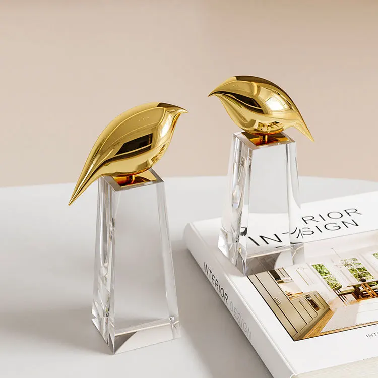 Modern light luxury crystal golden bird small ornament living room study model room hotel homestay art and craft decoration
