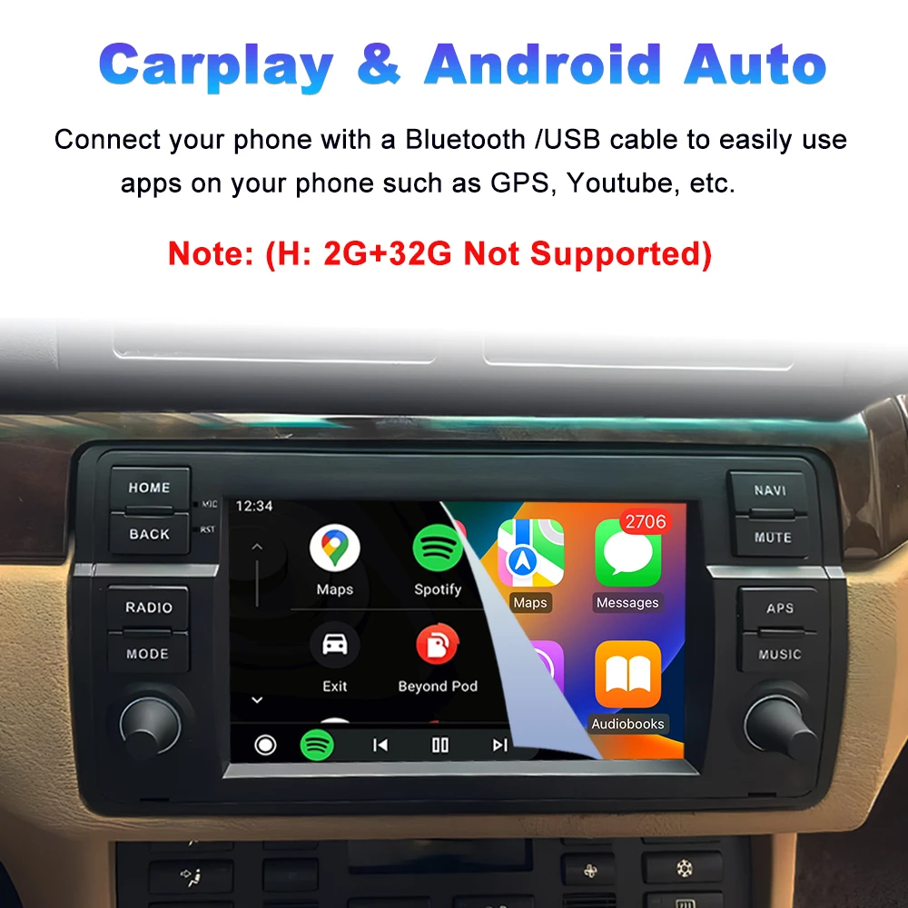 Wireless CarPlay Car Radio Multimedia Video Player Navigation GPS Android Auto for BMW 3 Series E46 1999 - 2005 Head Unit Wifi