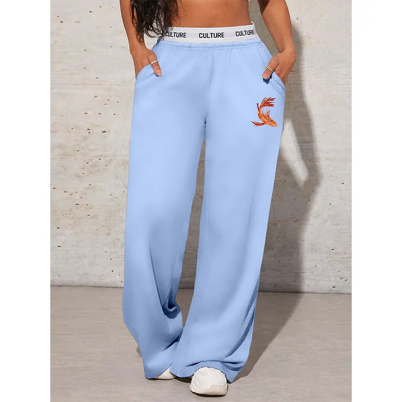 Women's Trousers Webbing Pants Goldfish Print Women's Drag Pants Autumn Trousers Fashion Female Clothing