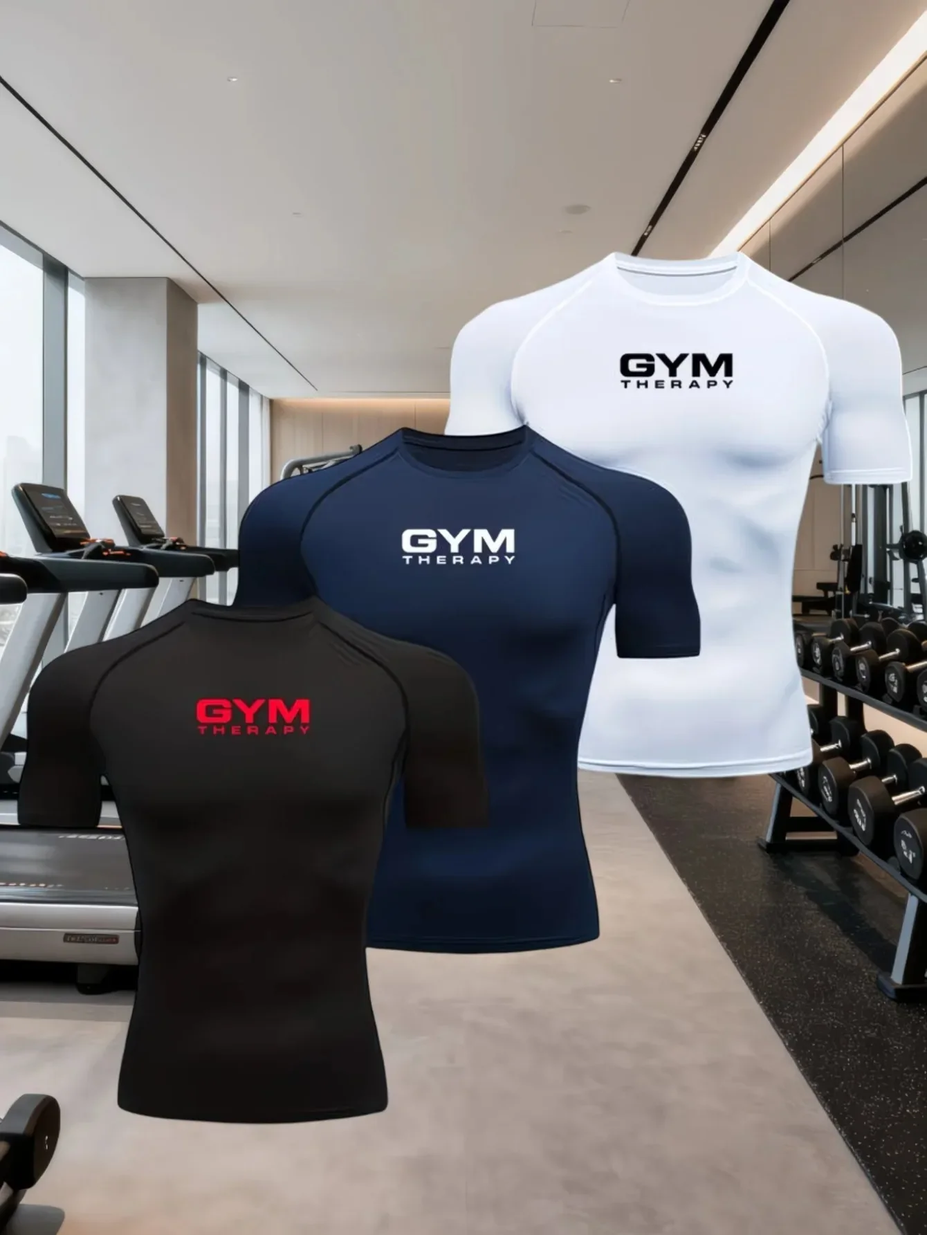 Triplet Men's Compression GYM Printed T Shirt Summer Sportswear Running T-shirt Elastic Quick Dry Sport Gym Fitness TShirts Men