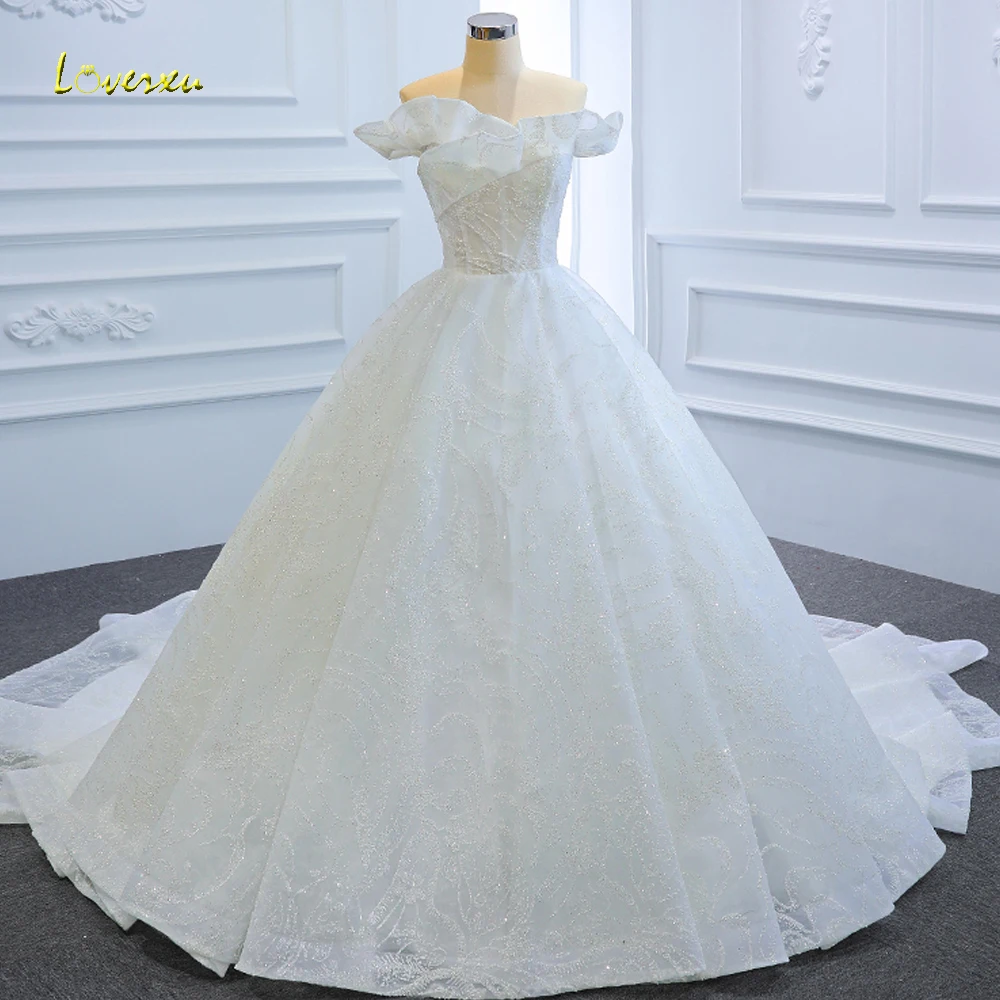 

Loverxu Ball Gown Luxury Shiny Wedding Dresses 2024 Sweetheart Ruffle Neck Sleeveless Vestido De Novia Lace Chic Robe De Mariee