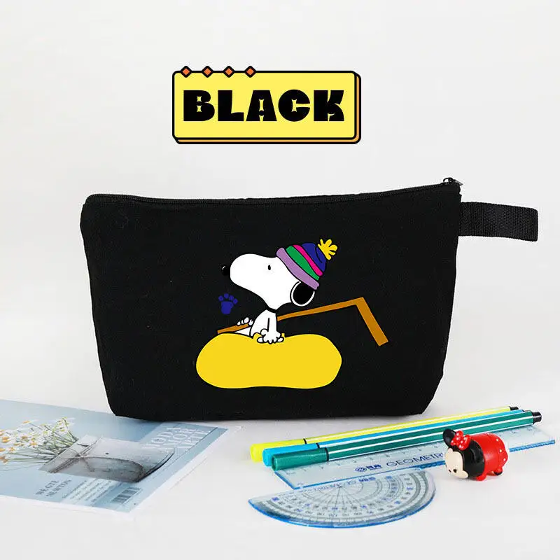 Kawaii Snoopy Canvas Zipper Storage Bag Cosmetic Stationery Coin Purse Portable Daily Organizer Holiday Collectible Gift