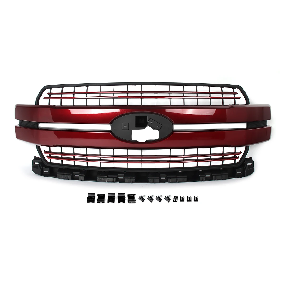 SAIQINGSP For Ford F-150 F150 2018 2019 2020 Lariat Style Front Grill Racing Grilles Upper Bumper Hood Mesh Grilles Ruby Red