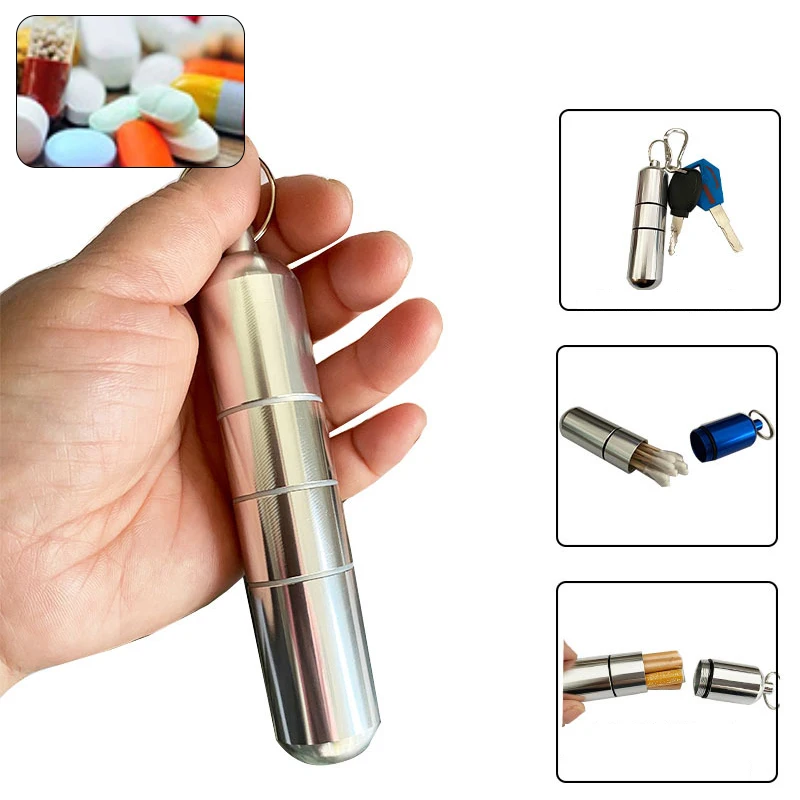 Portable Aluminum Pill Box Outdoor Sealed Waterproof Pill Case Compartment Pill Organizer For Pills Fish Oil And Supplements