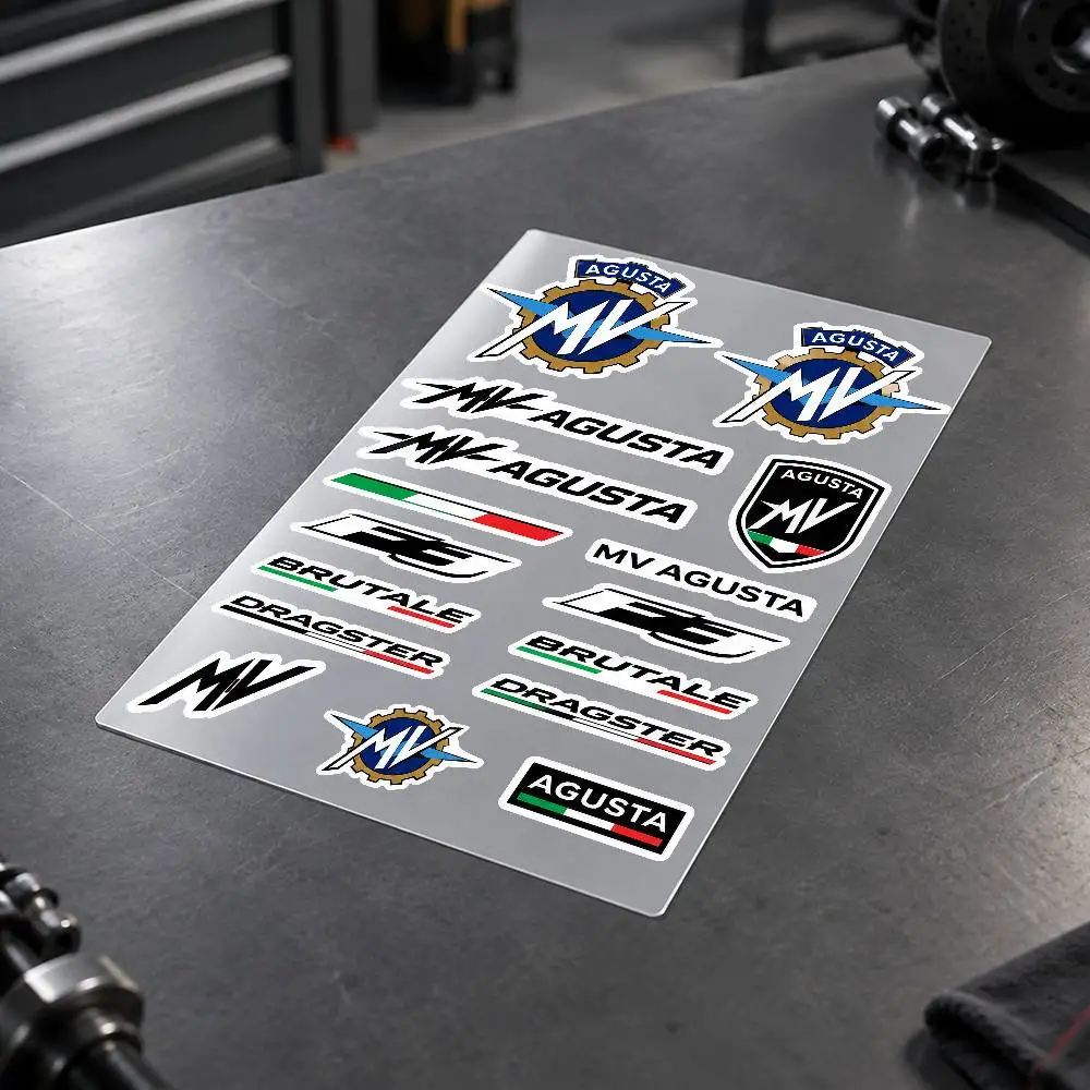 M-MV A-Agusta Motorcycle Sticker Set Reflective Decals For Helmet Fuel Tank Fairing Body Custom Bike Graphics Kit