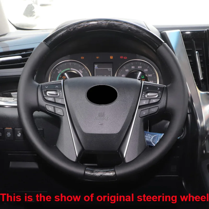 Hand Sewing Auto Car Steering Wheel Cover For Toyota Alphard VELLFIRE 30 2016 - 2022 Volant Braid on Steering-wheel Wrap 2021