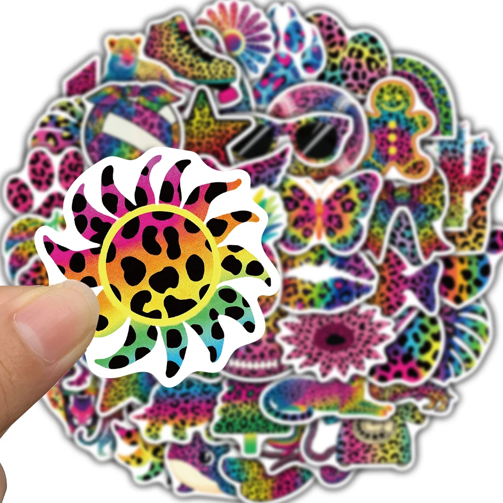 50PCS Colorful Leopard Print Stickers Aesthetic Laptop Luggage Phone Motorcycle Bicycle Laptop Notebook Skateboard Stickers