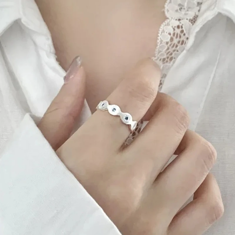 

925 Sterling Silver Geometric Charming Stars with Irregular Openings Ring for Women Fine Jewelry Minimalist Accessories