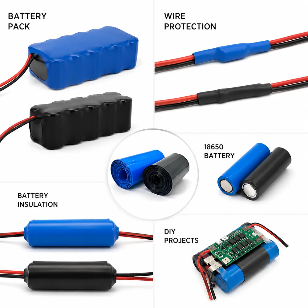 10/5/2M Black/Blue 18650 Battery PVC Heat Shrink Sleeve Width 320-500mm Rapid shrinkage/cable wrapping protective sleeve