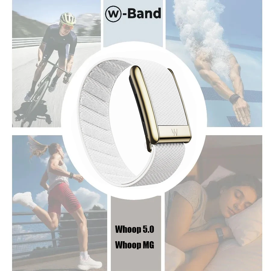 Suitable for Whoop 5.0 Wristband Strap, Nylon Woven Elastic MG Sports Replacement Wristband with Bright Silver U-Shaped Metal