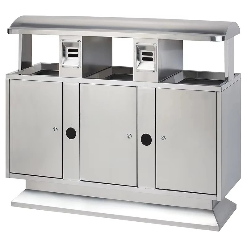 

Коммерческий прямоугольный контейнер для переработки из нержавеющей стали с 3-х отделениями, стоячей структурой и без крышки, мусорный бак, мусорное ведро