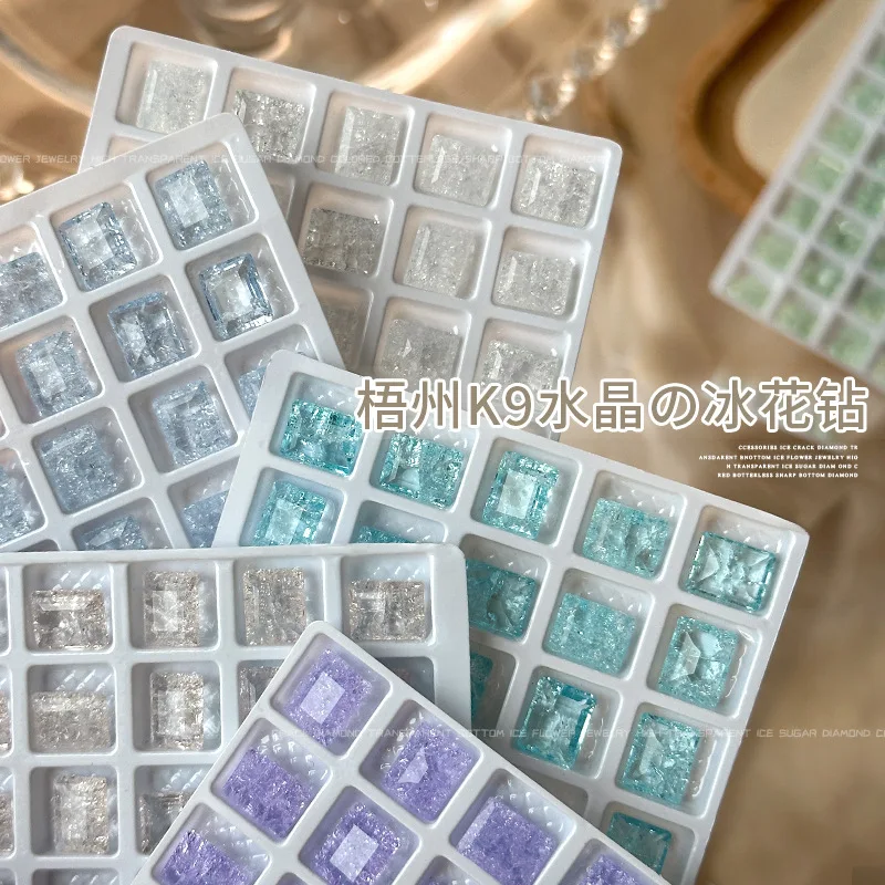 Breloques en strass pour ongles, 5 pièces, nouveau cristal bleu clair fruit vert violet glace transparent angle droit diamant