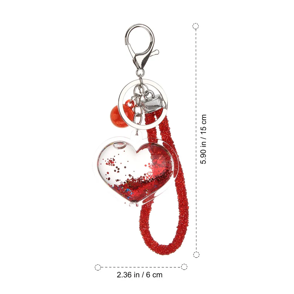 Glitter Moving Sand Heart Shape Keychain Cute Bag Pendant Purse Charm Decoration Romantic Accessory for Women Car