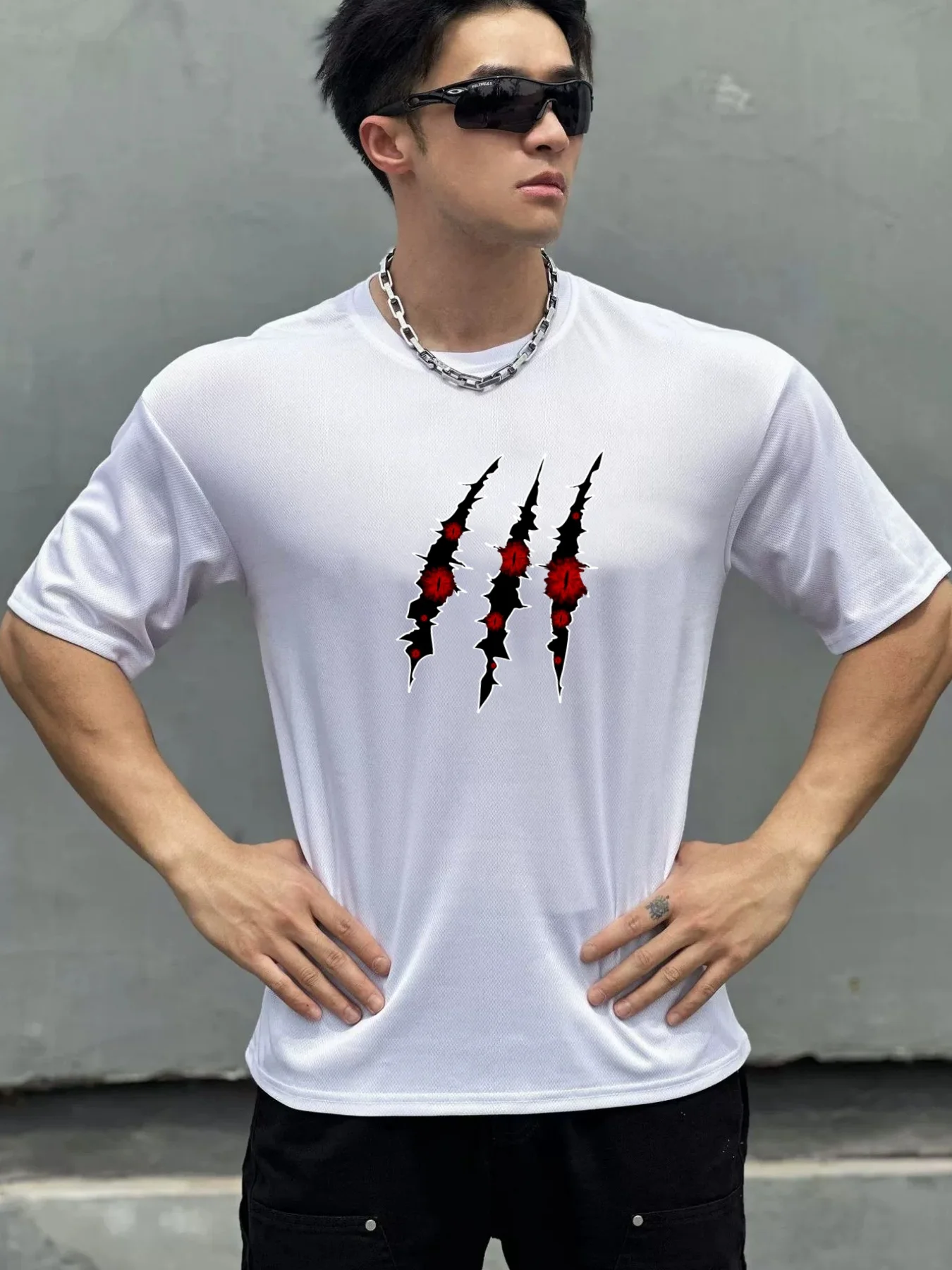 

Loose men's casual sports T-shirt， Fitness Short Sleeve Shirt Summer Mesh Quick Dry Breathable Clothing