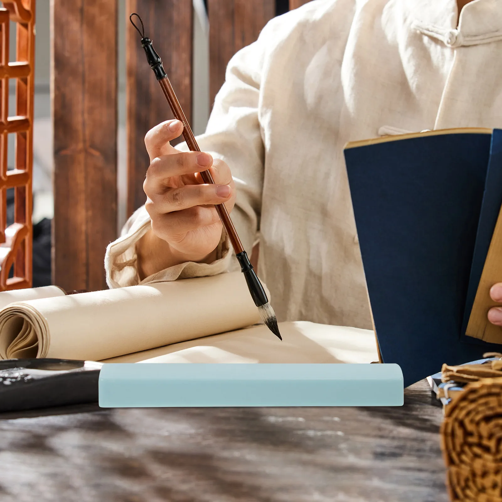 

2pcs Calligraphy Paper Weights Rectangular Plastic Paperweight For Calligraphy Practice Writing Tool Chinese Brush Art Office