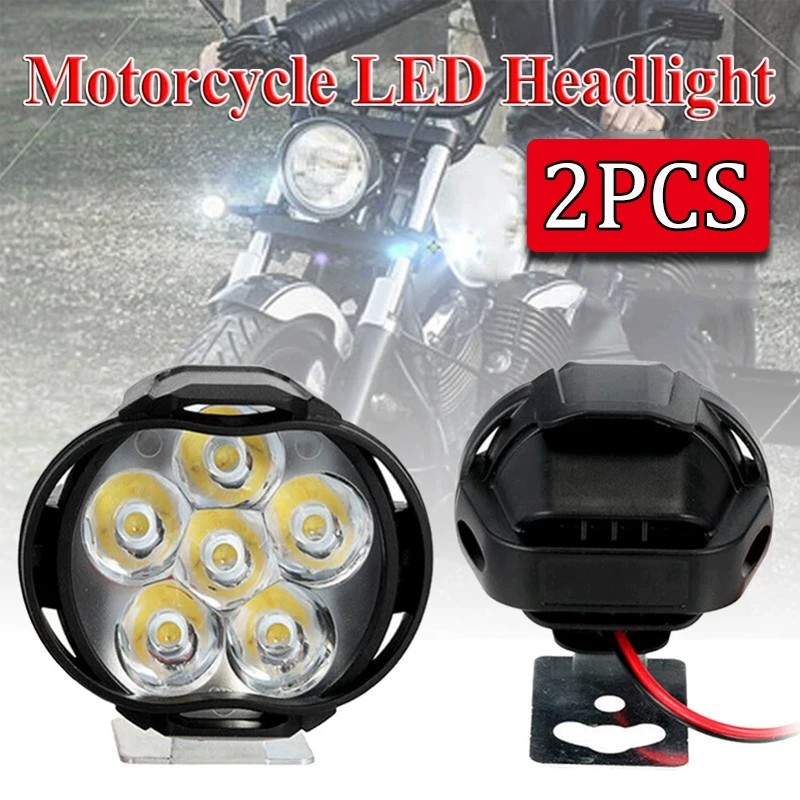 

2PCS Motorcycle Headlight Universal 6-Bead LED Headlamp Waterproof & Fog-Resistant External Super-Bright Motorcycle Accessories