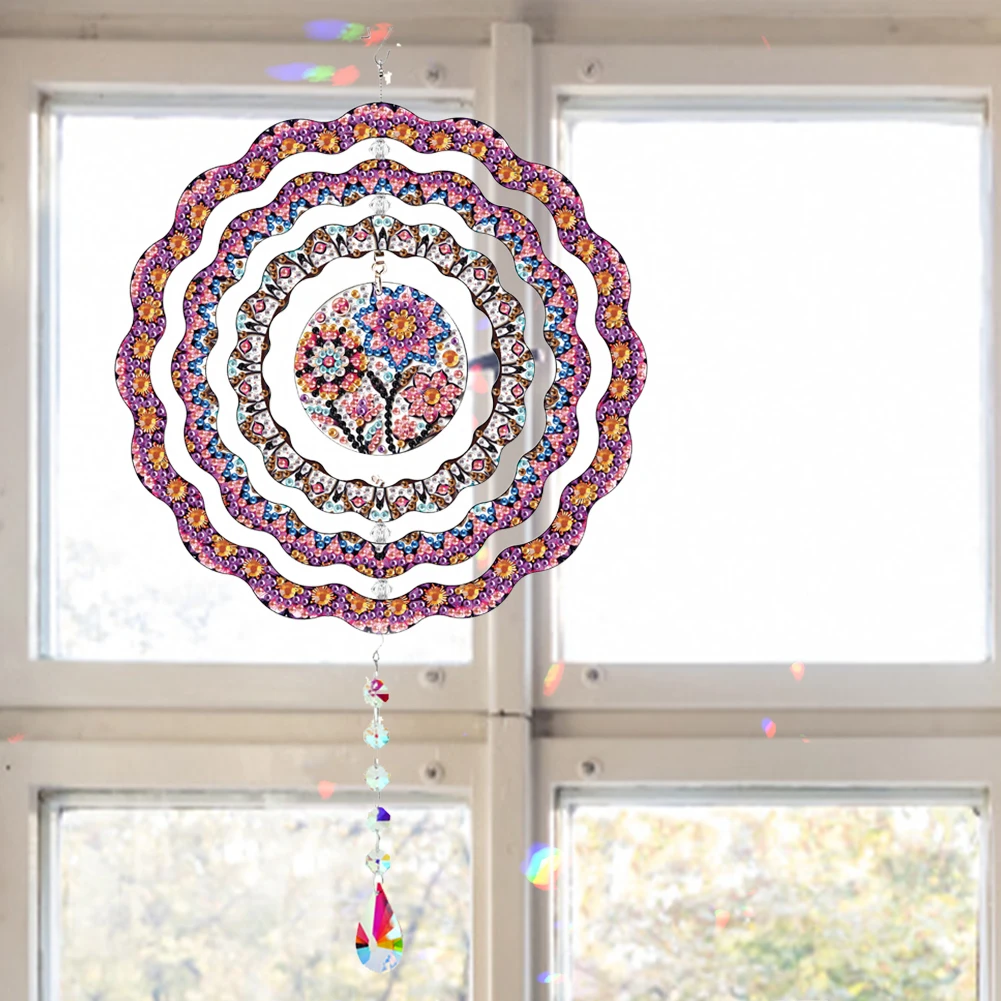 

DIY алмазная живопись искусство вращающийся колокольчик орнамент акриловые наборы алмазной живописи Алмазный художественный подвесной кулон для домашнего декора