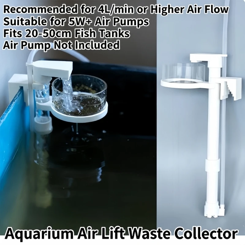 Clip On Aquarium Debris Collector for Fishtank Cleaning, Airlifts Waste Removal Design with Removable Mesh Cup for Tanks JOMD