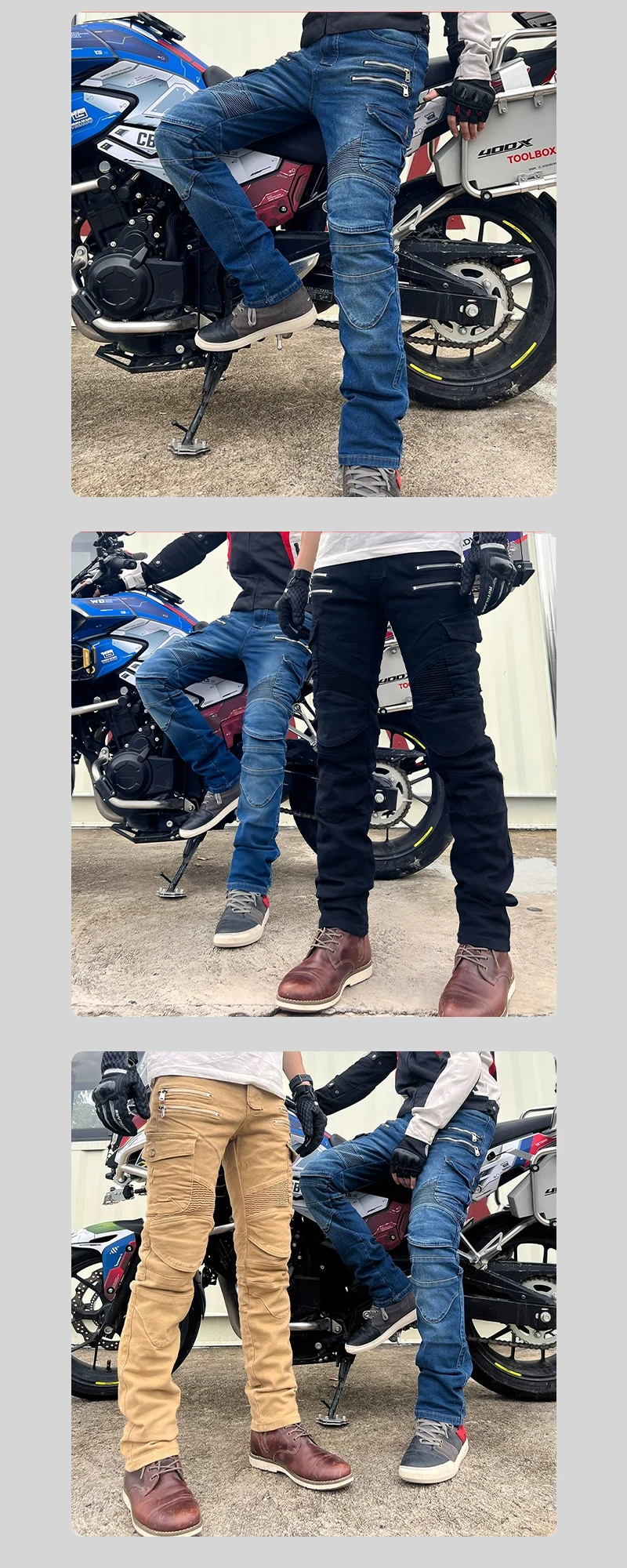 Neue Motocross-Hose mit Doppelreißverschluss im Metallic-Stil für Herren und Damen, Outdoor-Reithose, Schutzausrüstung, Motorradhose – Detail 5