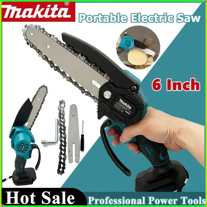 

Makita 6 inch Electric Chain Saw Cordless Chainsaw Portable Tree Branch Logging Cutter Woodworking Garden Tool For 18V Battery