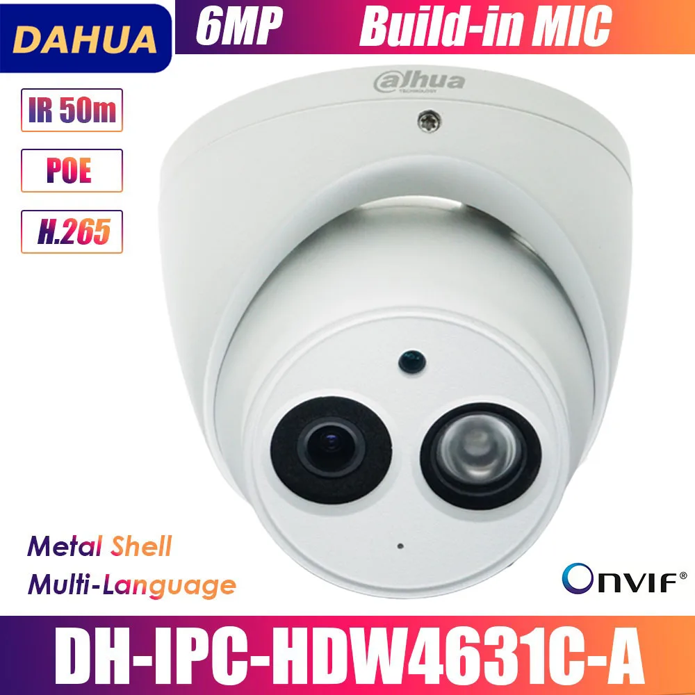 Dahua Multilingual Version IPC-HDW4631C-A 6MP Network IP Camera POE CCTV Security Built-in MIC 30M 50M IR H.265