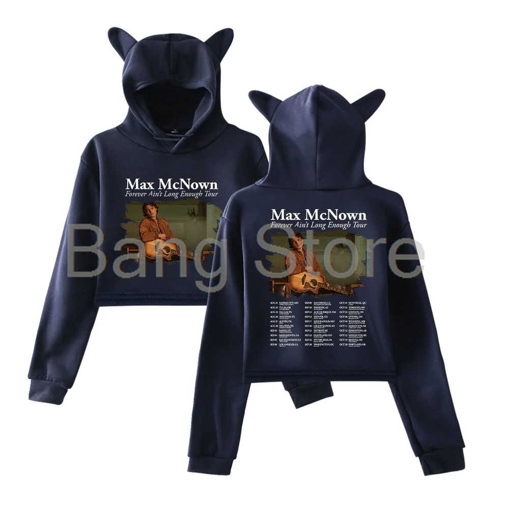 Max McNown The Forever Ain't Long Enough Tour Cat Ear Felpa con cappuccio da donna Felpe a maniche lunghe Donna Casual Streetwear Crop Top