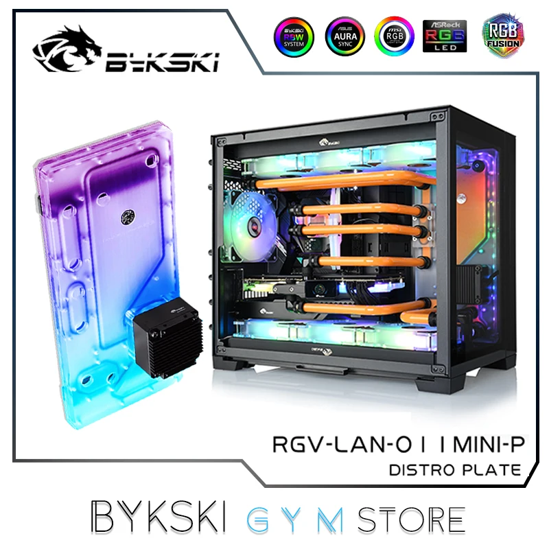 Imagem -02 - Bykski Placa de Discurso para Mini Case Dinâmico Lian li O11 Bomba Reservatório para Resfriamento de Água de pc 12v 5v Rgb Sync Rgv-lan-o11mini-p