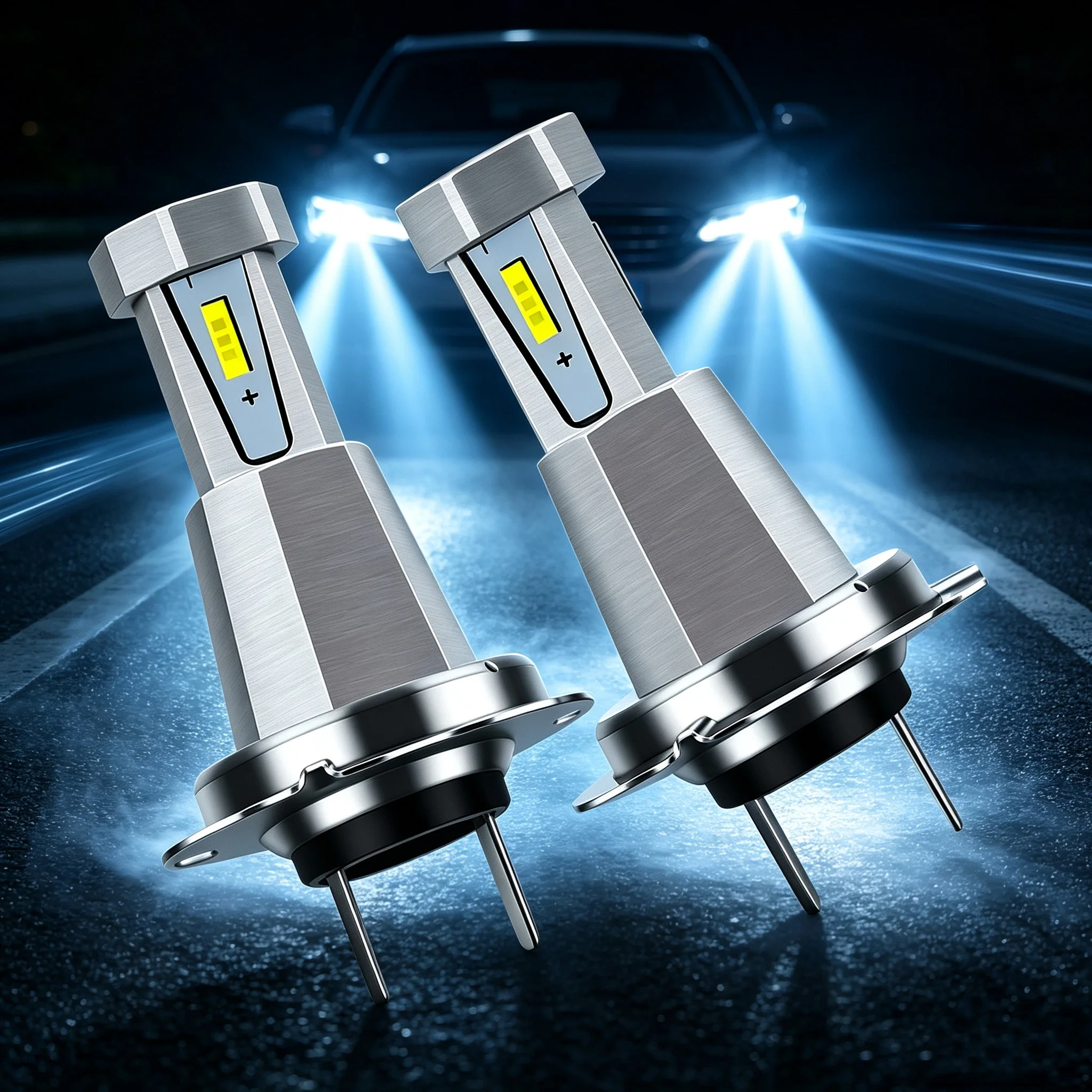 2Pcs 120W H7 LED 2/3 Sides Car Headlight H4 H3 H11 9005 HB3 LED Bulb Wireless Turbo Driving Headlamp Light Bulbs 12V 24V